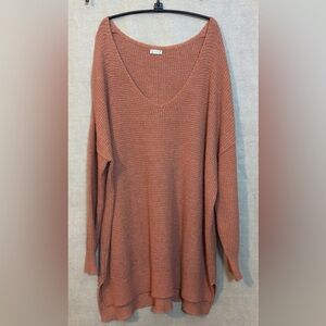 Free People V-Neck Sweater in Warm Rust​